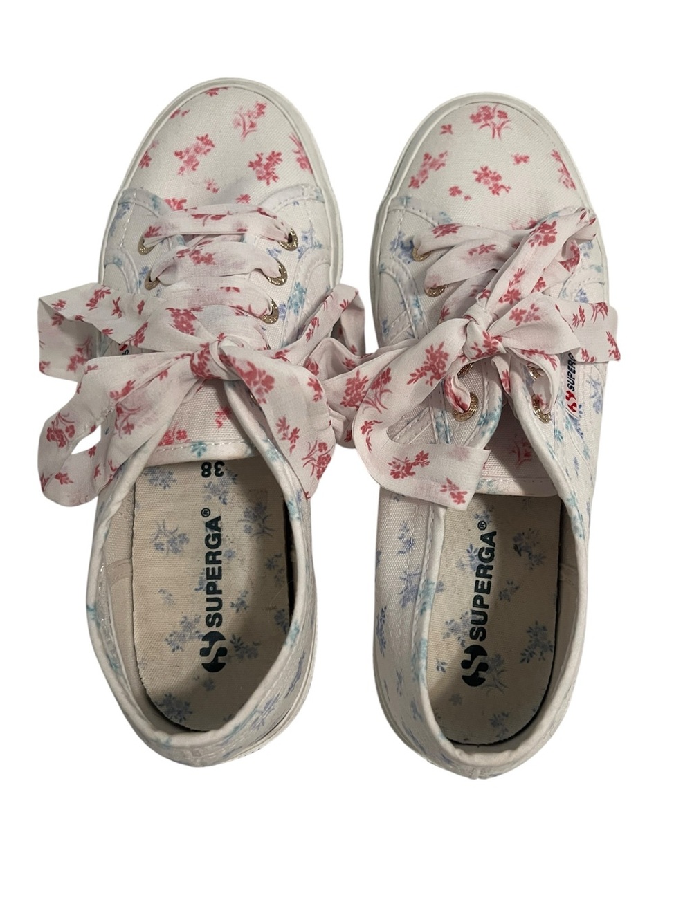 Superga x LoveShackFancy Floral Patchwork Canvas Sneakers NWOT - Size 38 US 7.5